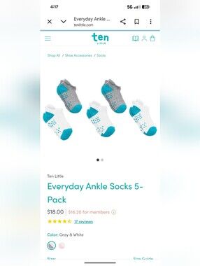 Ten Little Everyday Ankle Socks, Large
